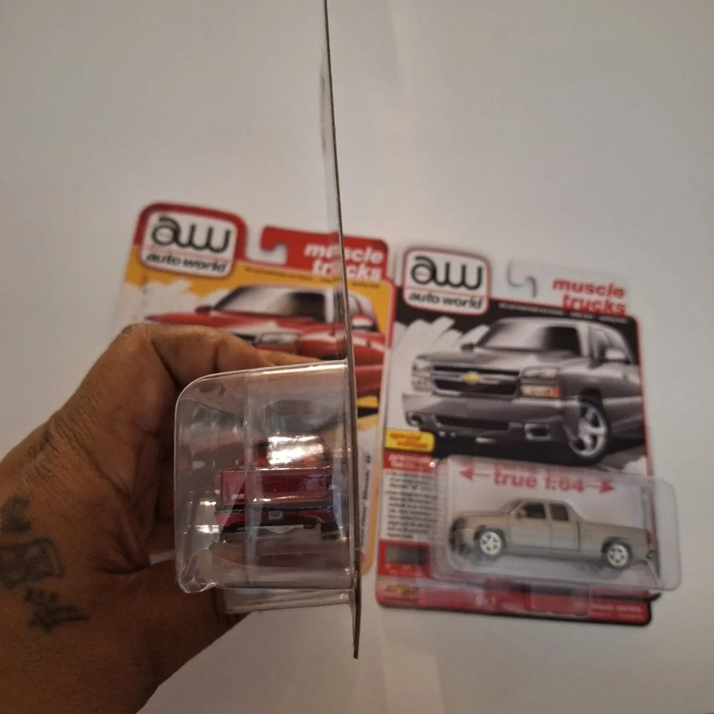 2024 AUTO WORLD Muscle Trucks 2006 Chevy Silverado SS Silver,Red + Ultra Red Lot
